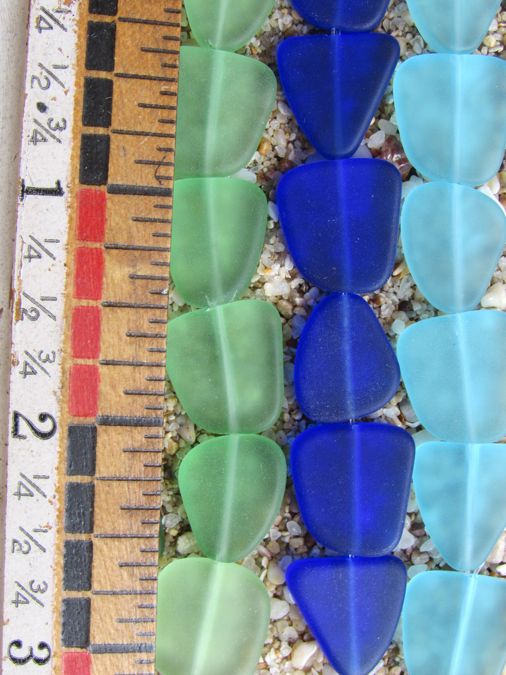 Cultured Sea Glass Freeform Beads - 15mm - Frosted Matte - Blue Green Assorted - 5 Strands
