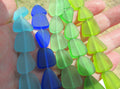 Cultured Sea Glass Freeform Beads - 15mm - Frosted Matte - Blue Green Assorted - 5 Strands
