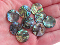 Natural Abalone Round Pendants - 15mm Flat - Top Drilled - 1.2mm Hole - Shell Findings