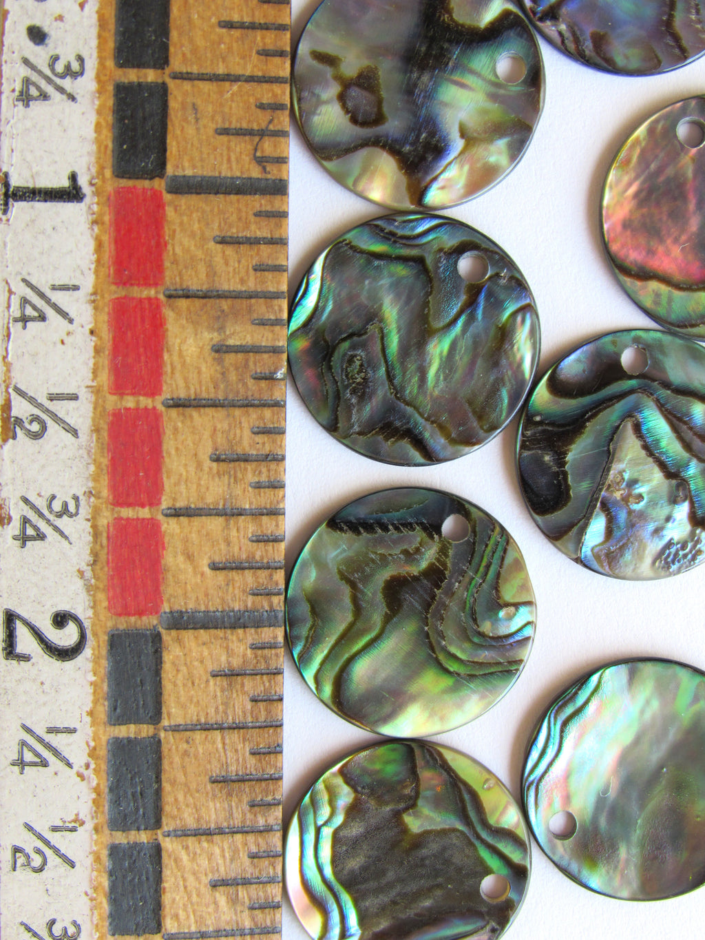 Natural Abalone Round Pendants - 15mm Flat - Top Drilled - 1.2mm Hole - Shell Findings