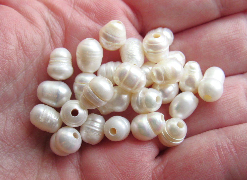 Large Hole Freshwater Pearl Beads 7-10mm | Pear Shape White You Choose Quantity