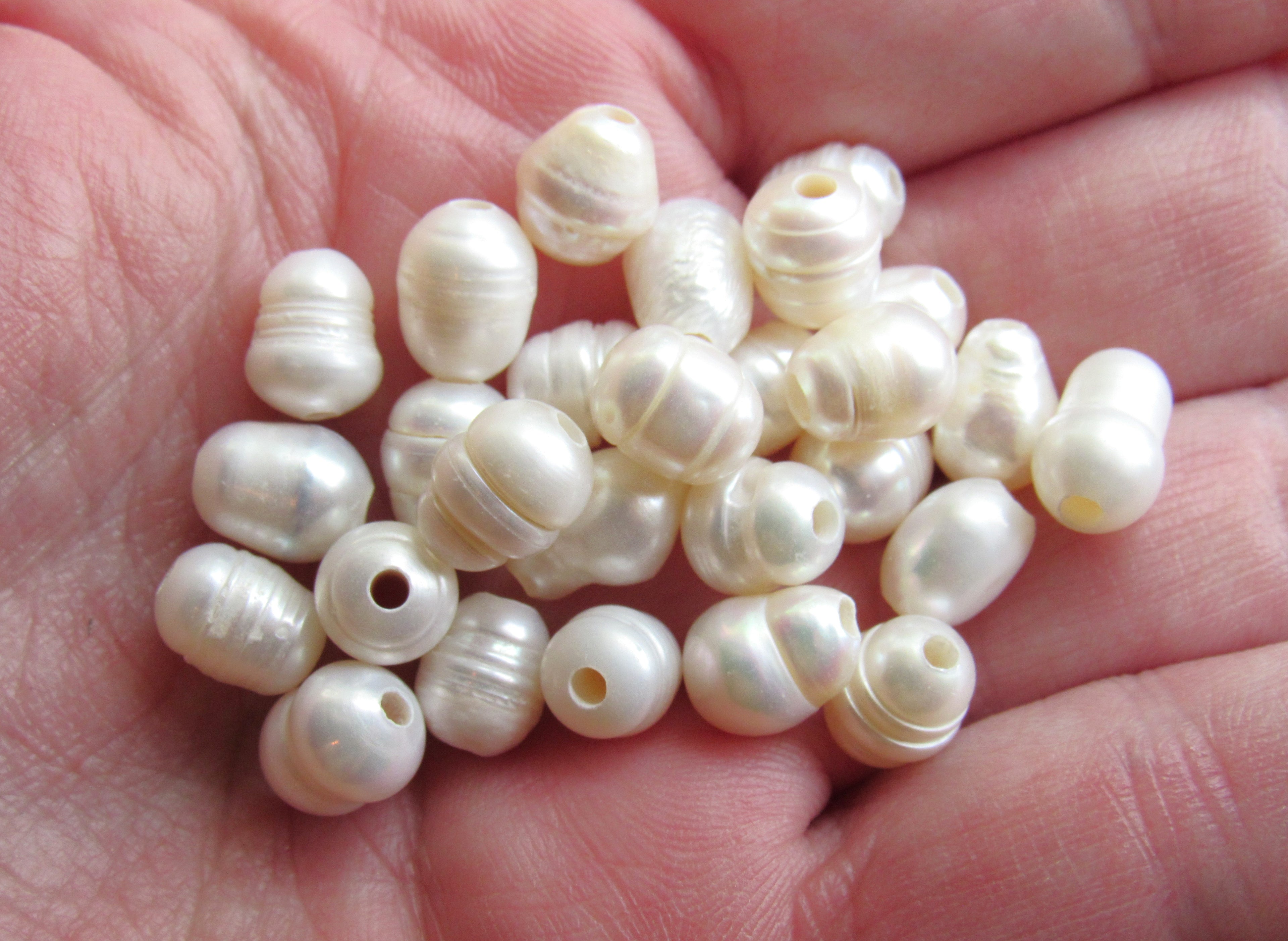 Large Hole Freshwater Pearl Beads 7-10mm | Pear Shape White You Choose Quantity