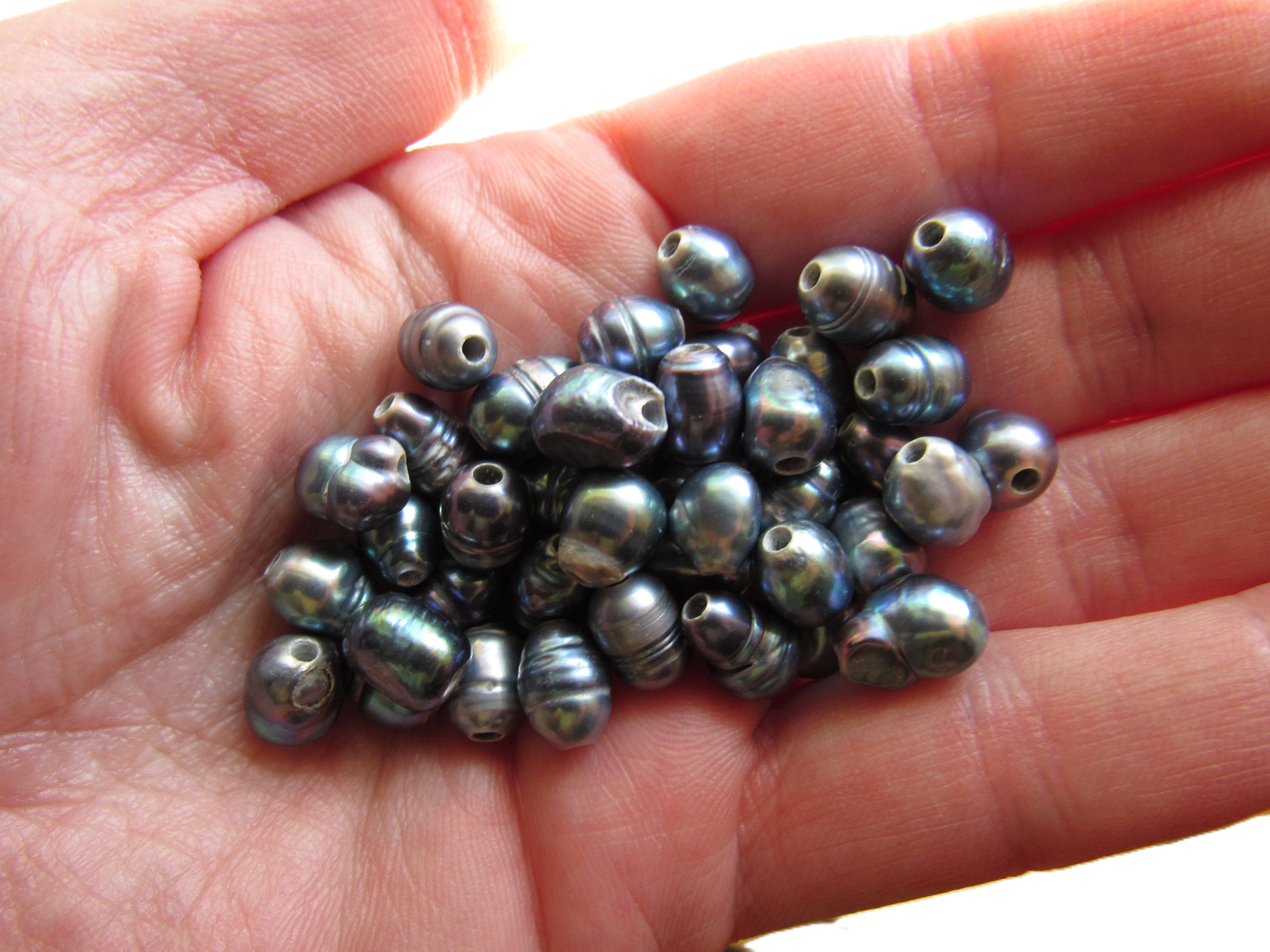 Large Hole Freshwater Pearl Beads 7-10mm | Pear Shape Black You Choose Quantity