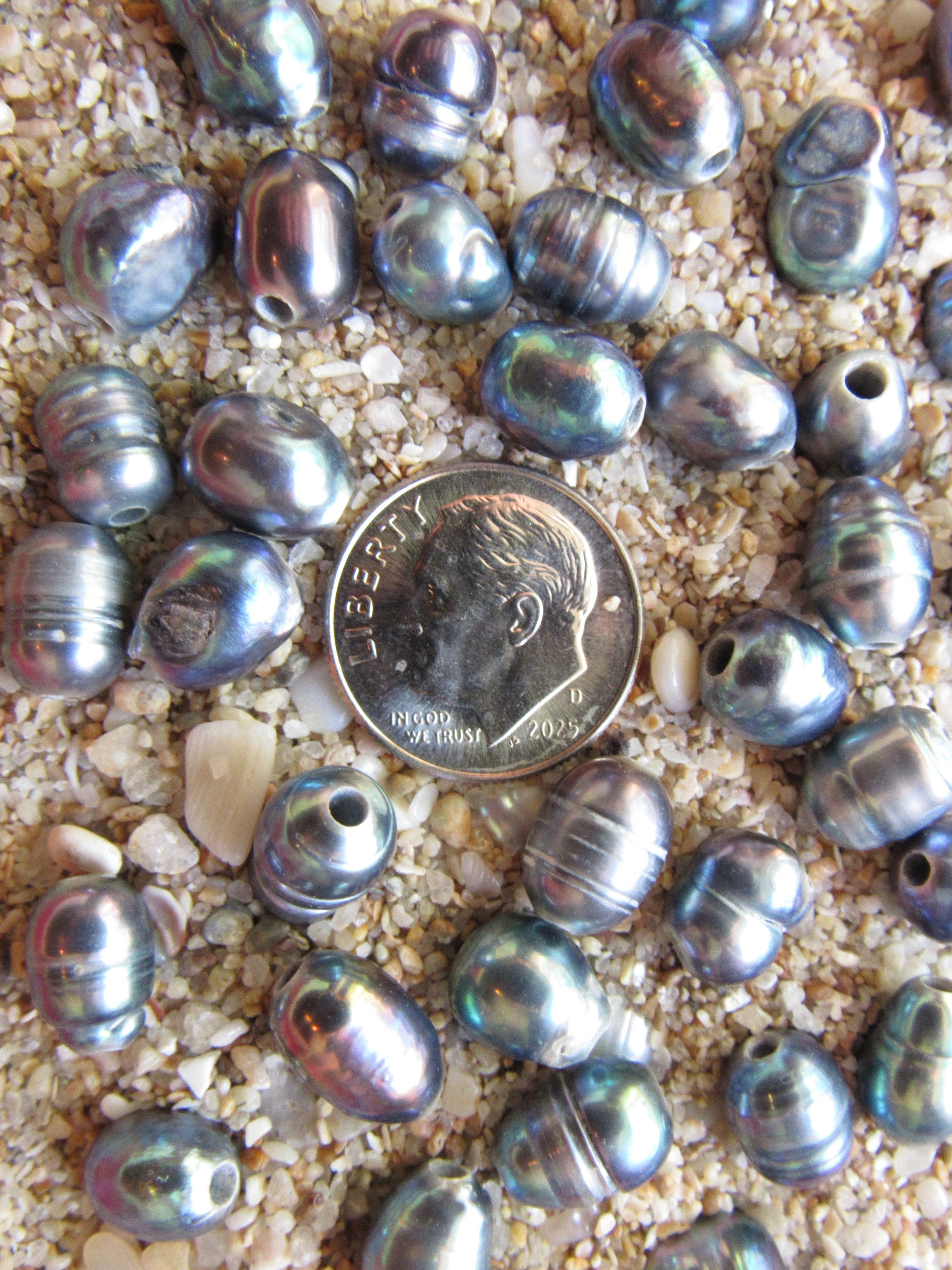 Large Hole Freshwater Pearl Beads 7-10mm | Pear Shape Black You Choose Quantity