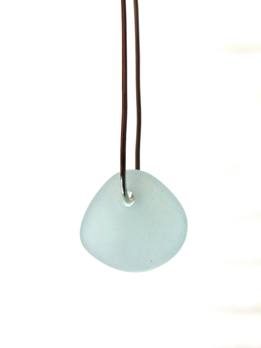 Cultured Sea Glass Pebble Pendants - 13-15mm - Opaque Frosted  - Pale Seafoam - Top Drilled - 1mm Hole