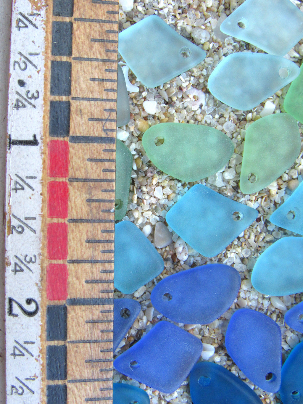 15mm Flat Frosted Cultured Sea Glass Pendants - Light Blue Green - Small top drilled beads - Jewelry Making (Copy)