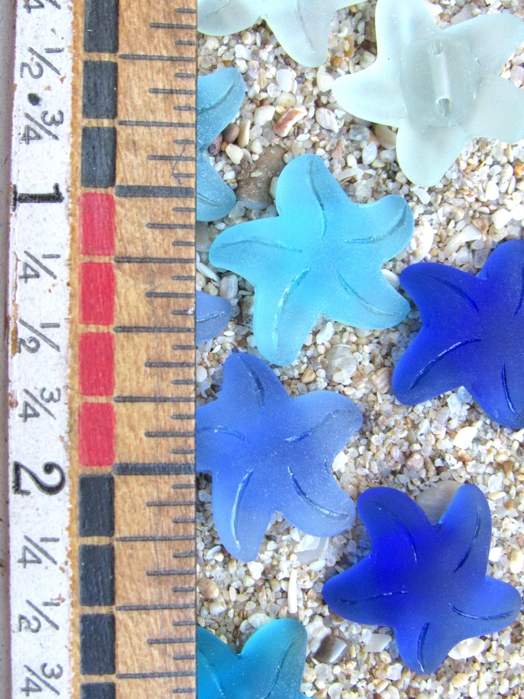 Cultured Sea Glass Starfish Pendants 20x7mm | Ocean Blues Set 5 Pairs