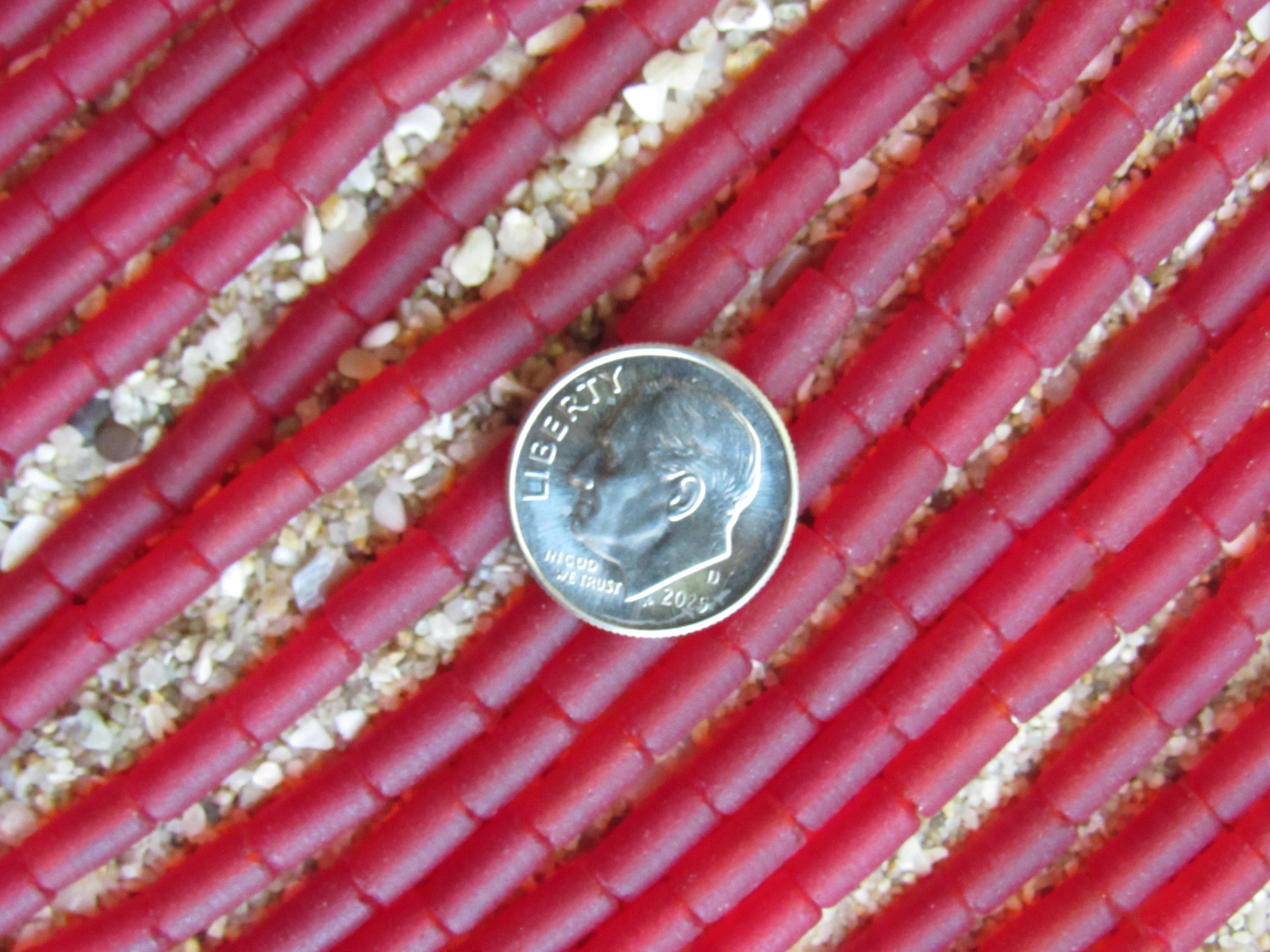 Cultured Sea Glass Tube Beads - 9x4mm - Cherry Red - Single Strand or 5 Strand Hank (Copy) (Copy)