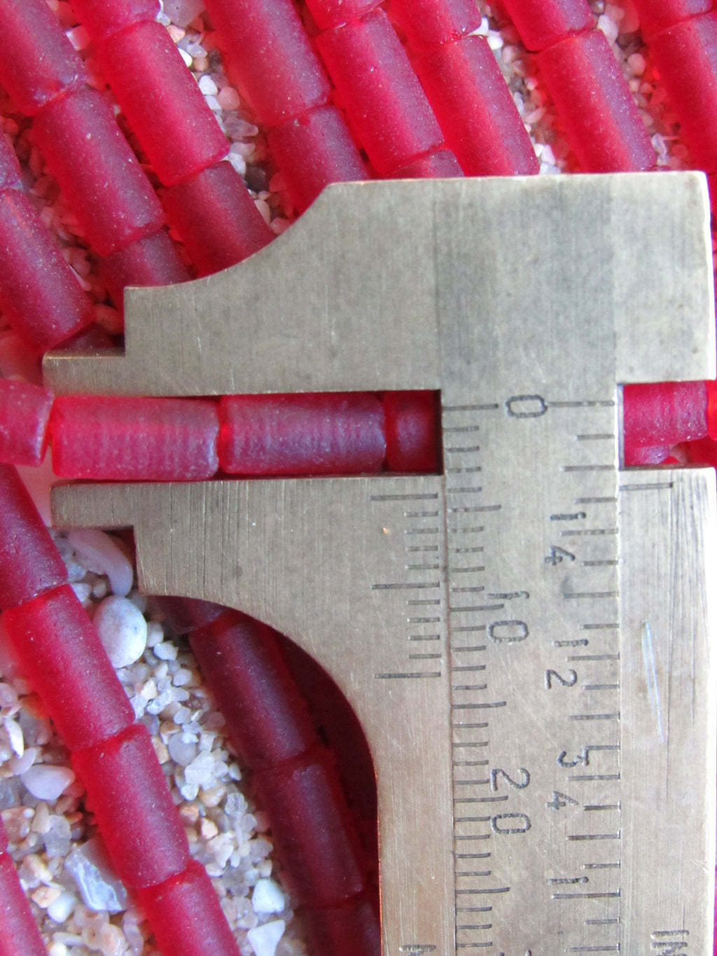 Cultured Sea Glass Tube Beads - 9x4mm - Cherry Red - Single Strand or 5 Strand Hank (Copy) (Copy)