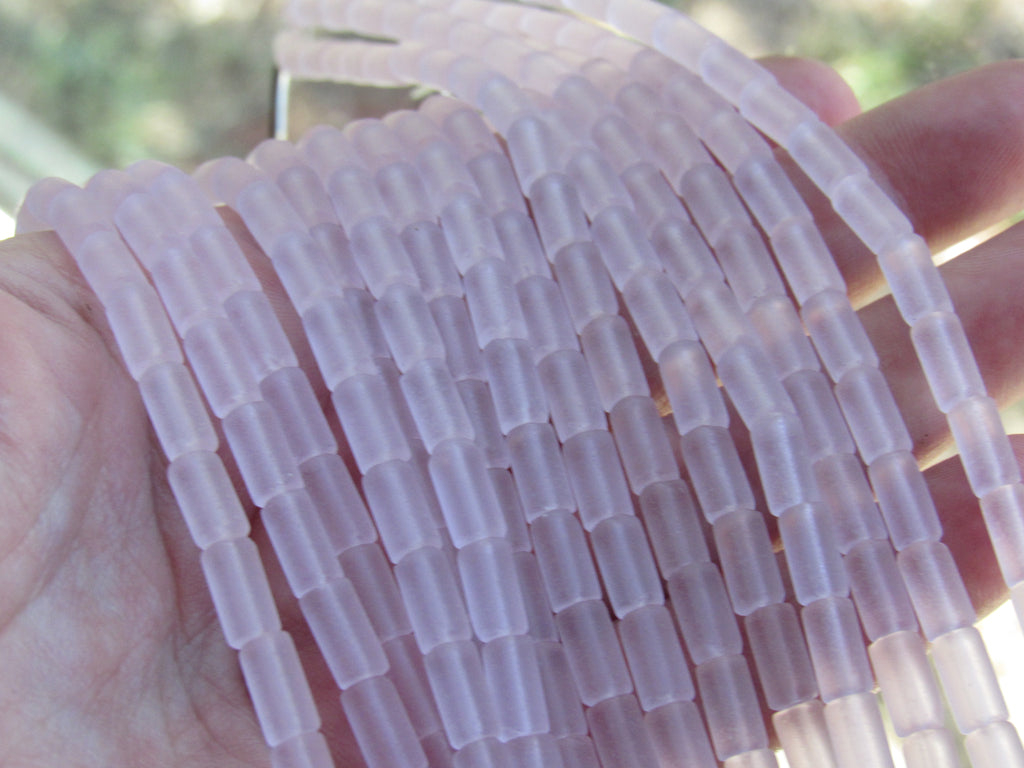 Cultured Sea Glass Tube Beads - 9x4mm - Blossom Pink - Single Strand or 5 Strand Hank (Copy)