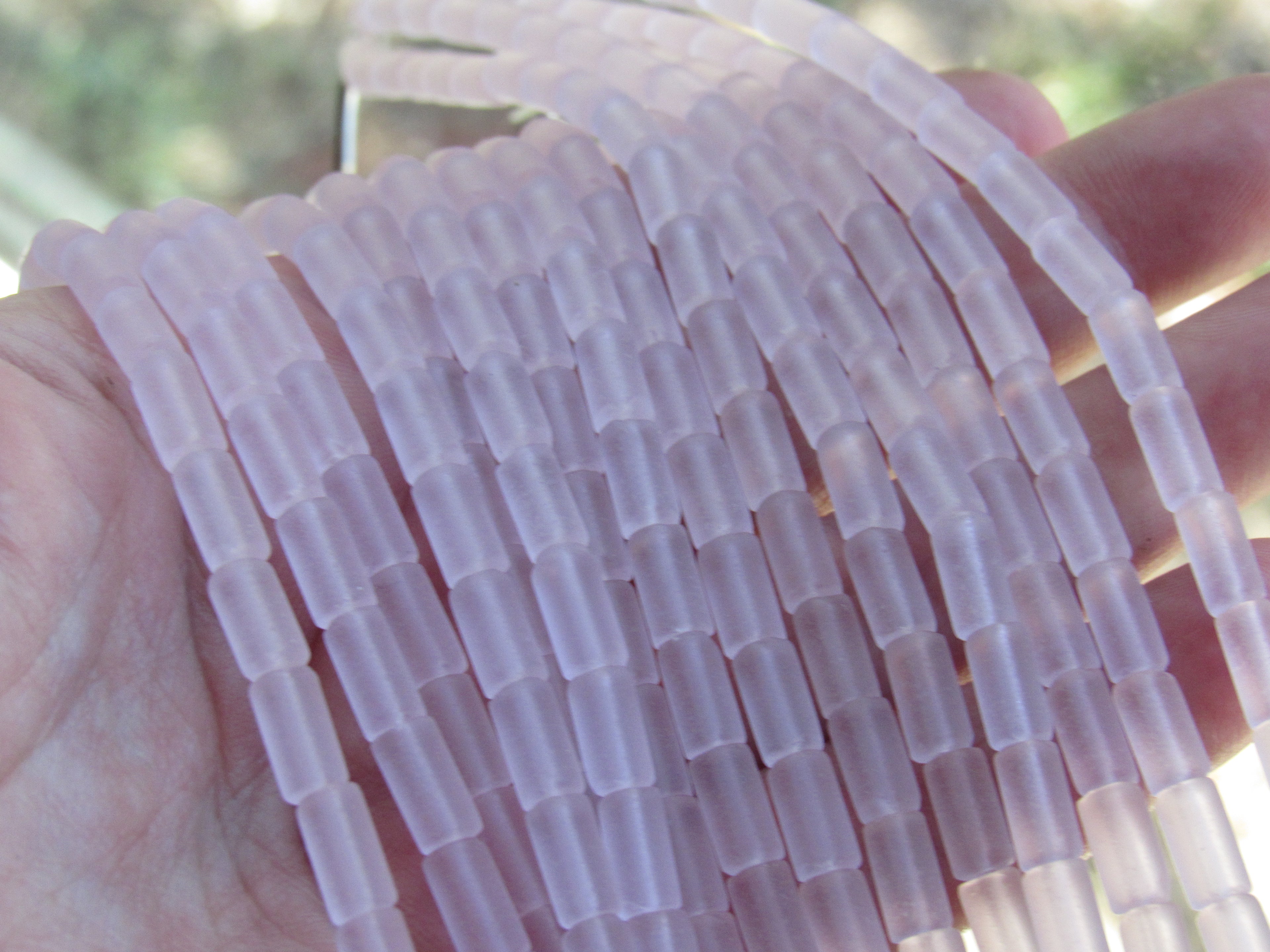 Cultured Sea Glass Tube Beads - 9x4mm - Blossom Pink - Single Strand or 5 Strand Hank (Copy)