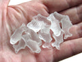 Cultured Sea Glass Fish Pendants 24x12mm | Clear Frosted Top Drilled