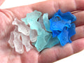 Cultured Sea Glass Fish Pendants - 24x12mm - Clear Seafoam Aqua Blue - Frosted Matte Top Drilled