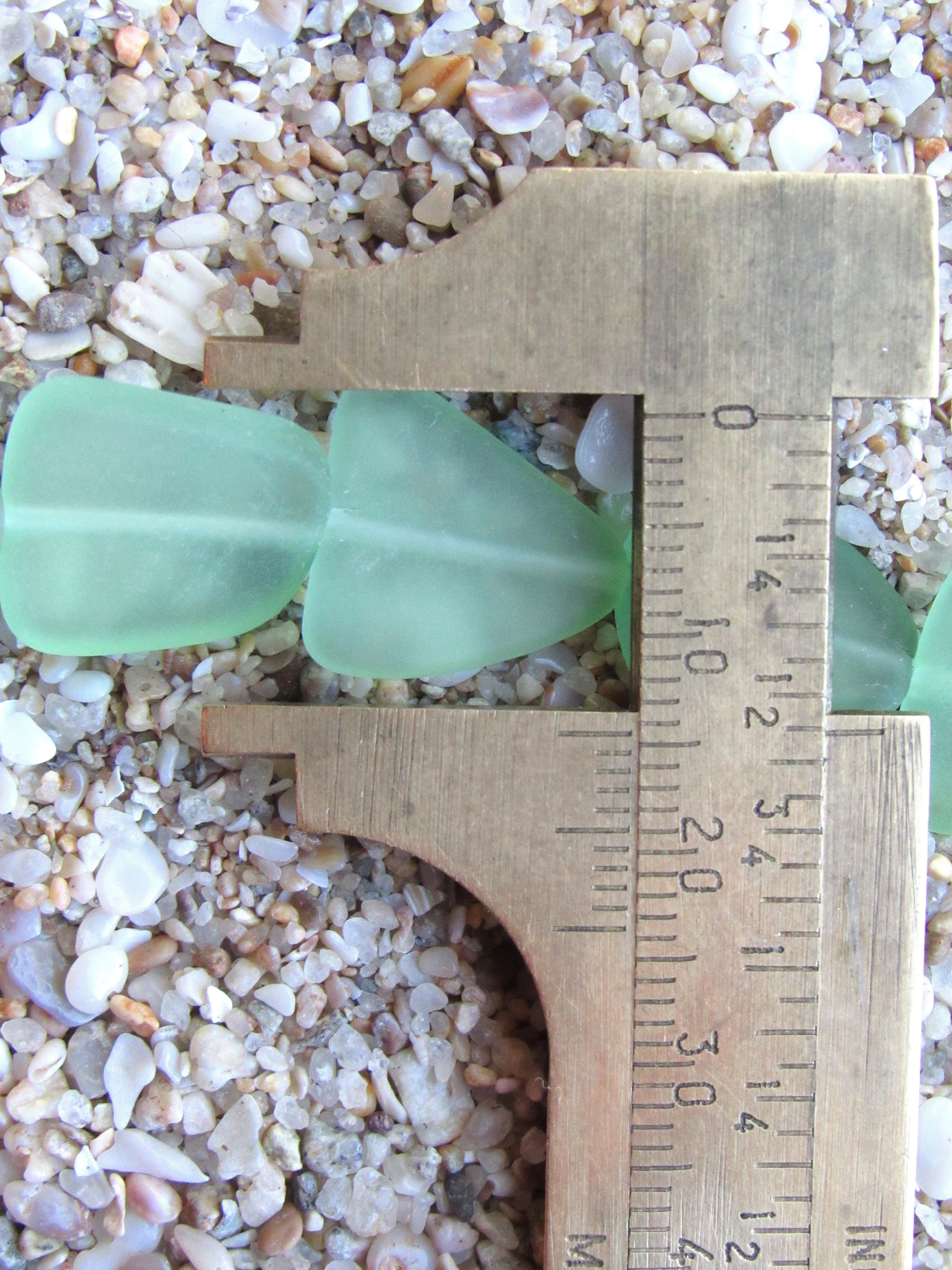 Cultured Sea Glass Beads - 15mm Light Green Flat Freeform Strands