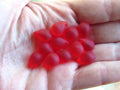 Cherry RED Cultured Sea Glass Teardrop Pendants — Frosted, 14x10mm, Tip-Drilled