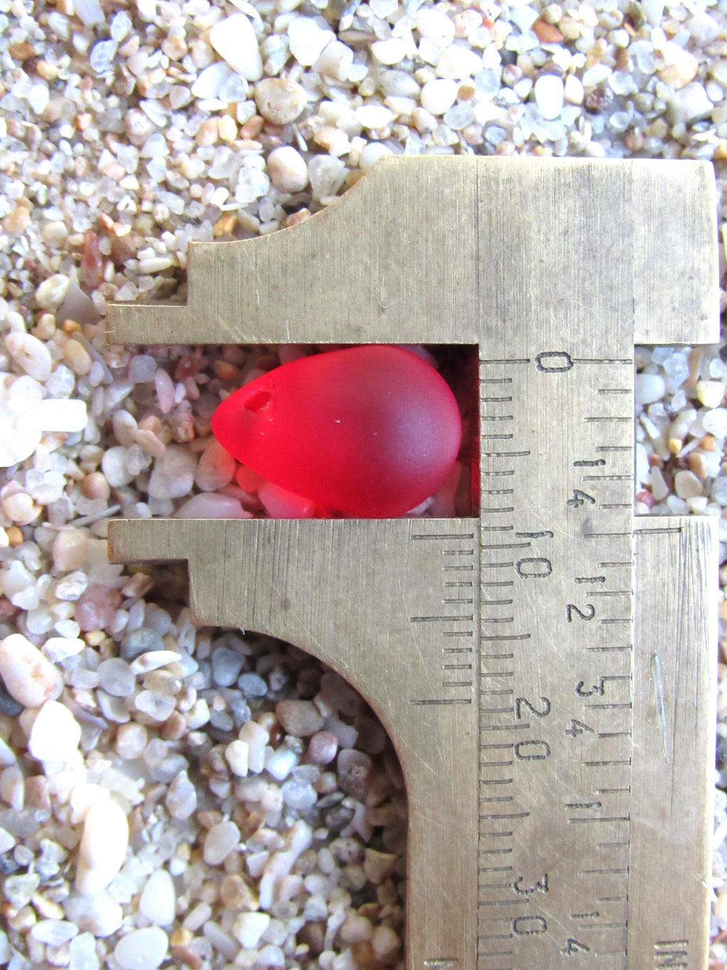 Cherry RED Cultured Sea Glass Teardrop Pendants — Frosted, 14x10mm, Tip-Drilled