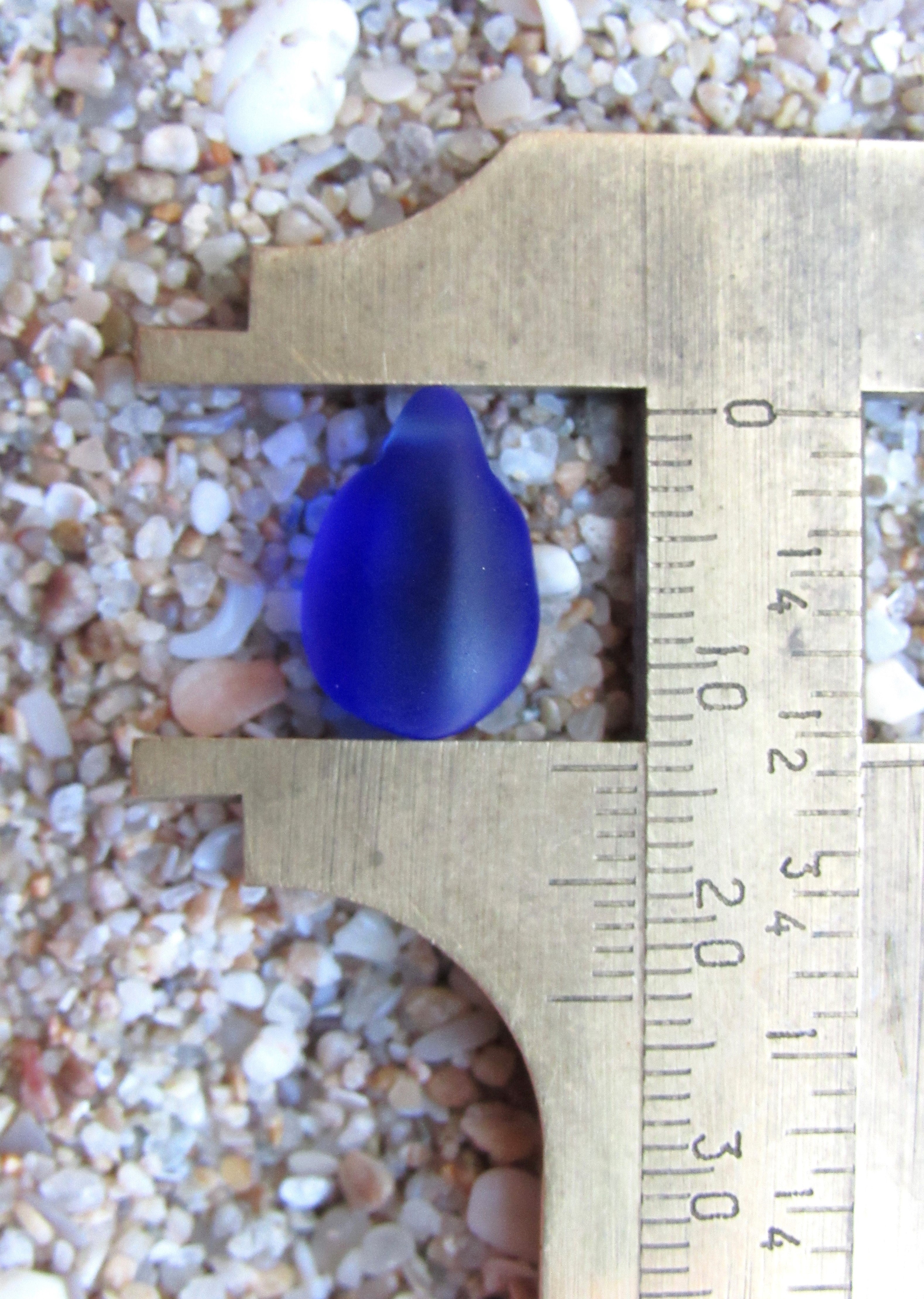 Cultured Sea Glass Teardrop Pendants — Aqua & Royal Blue Mix, Frosted, 14x10mm, Tip-Drilled