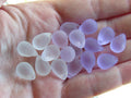 Cultured Sea Glass Teardrop Pendants — Light Pink Purple Mix, Frosted, 14x10mm, Tip-Drilled (Copy)