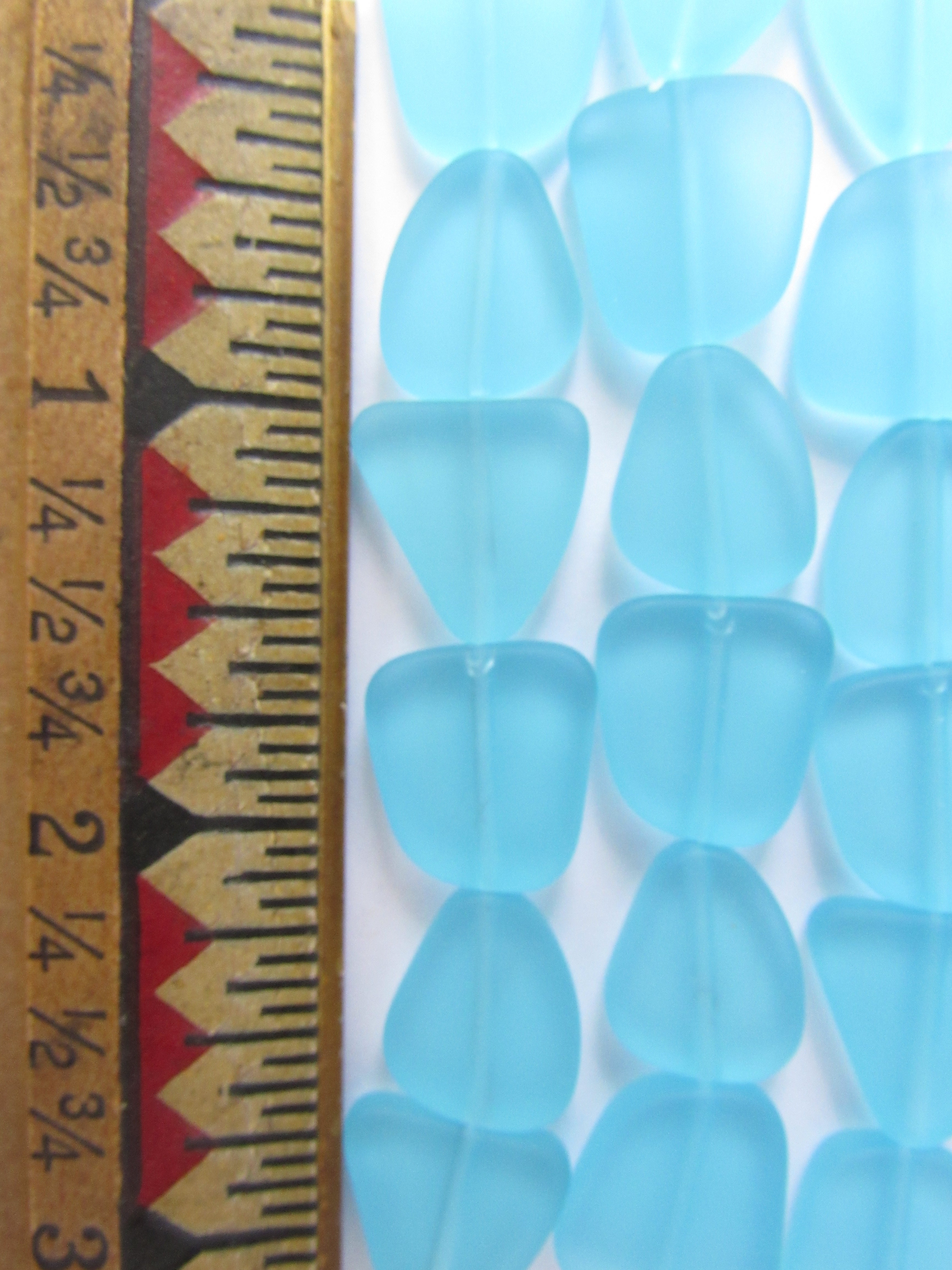 Cultured Sea Glass Beads - 15mm Freeform Flat Frosted - Turquoise Bay light aqua blue