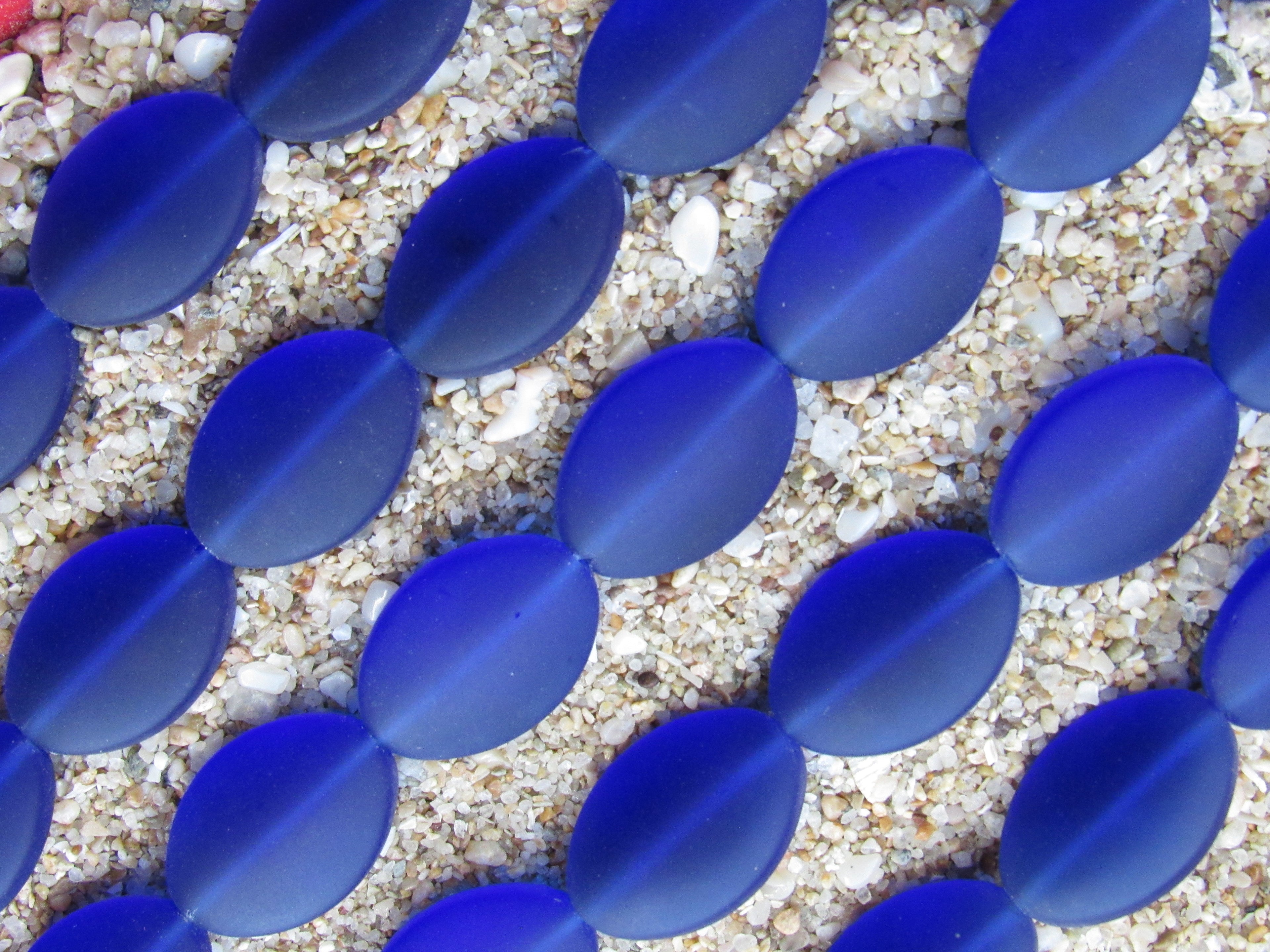 Cultured Sea Glass Beads — Royal Blue -  Frosted Cushion Oval, 18x13mm, 11 Beads/Strand (Copy)