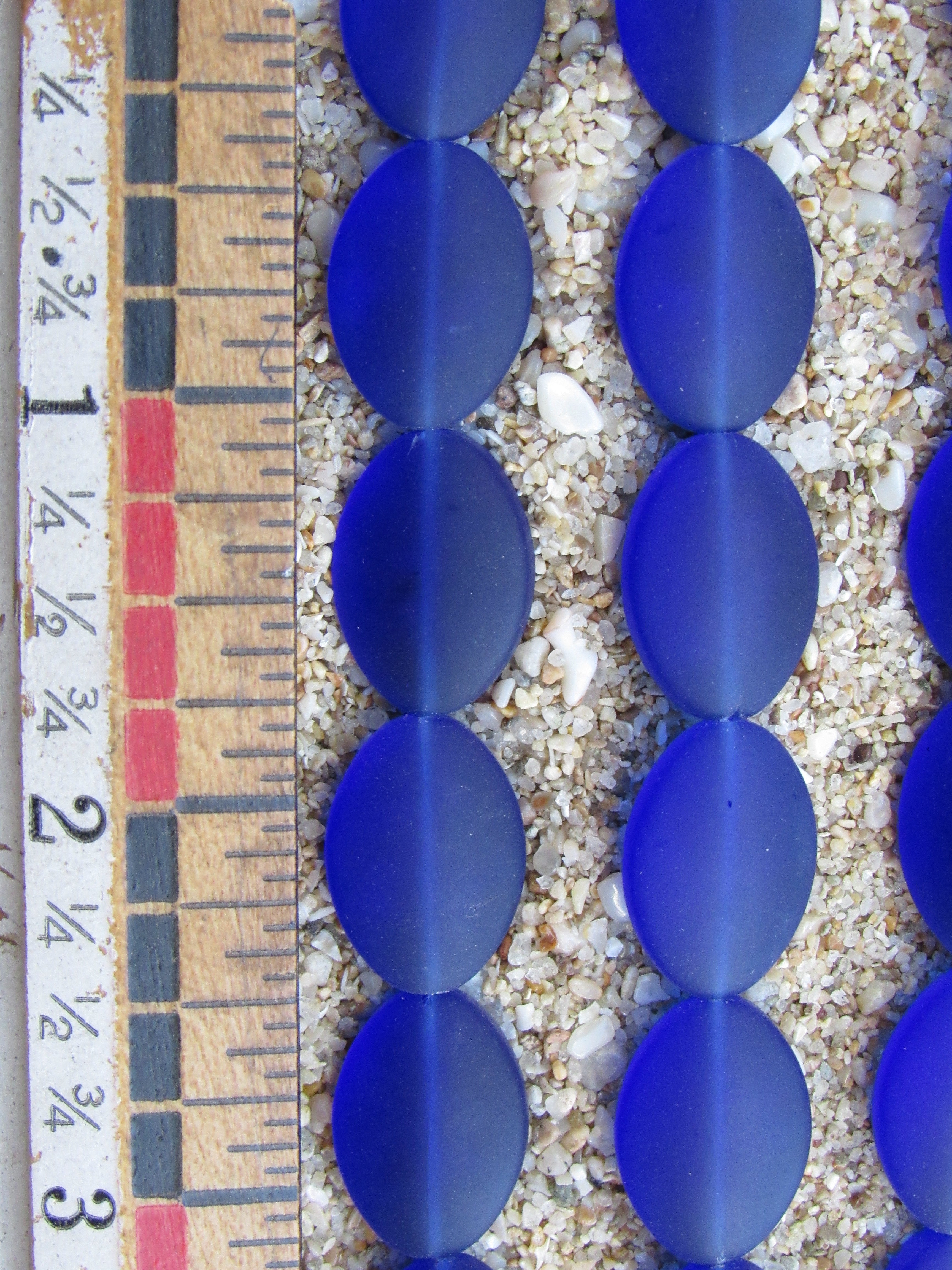 Cultured Sea Glass Beads — Royal Blue -  Frosted Cushion Oval, 18x13mm, 11 Beads/Strand (Copy)
