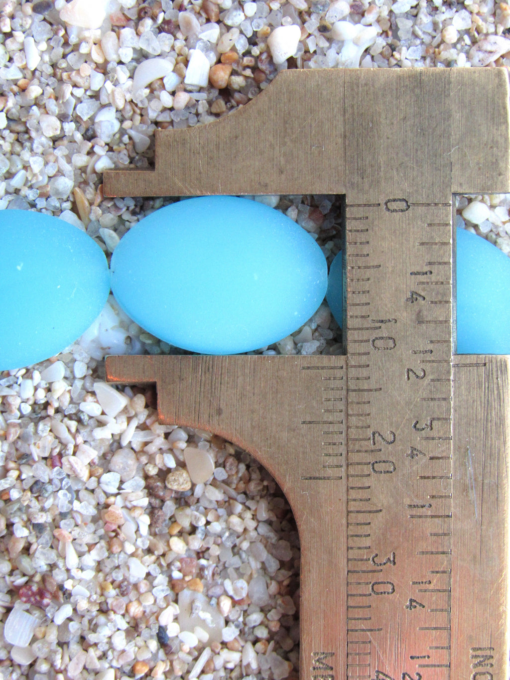Cultured Sea Glass Beads — Opaque Blue Opal -  Frosted Cushion Oval, 18x13mm, 11 Beads/Strand