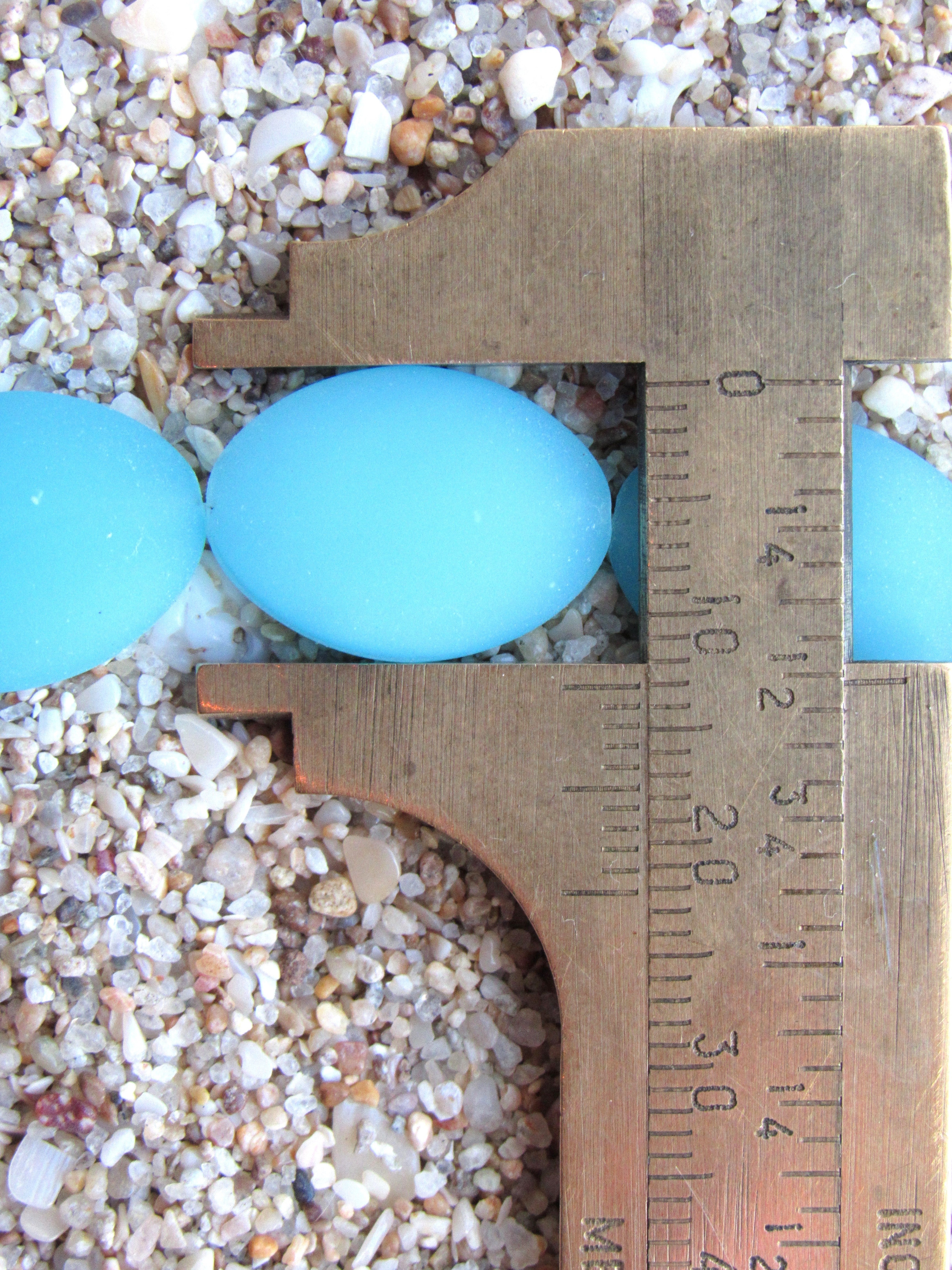 Cultured Sea Glass Beads — Opaque Blue Opal -  Frosted Cushion Oval, 18x13mm, 11 Beads/Strand