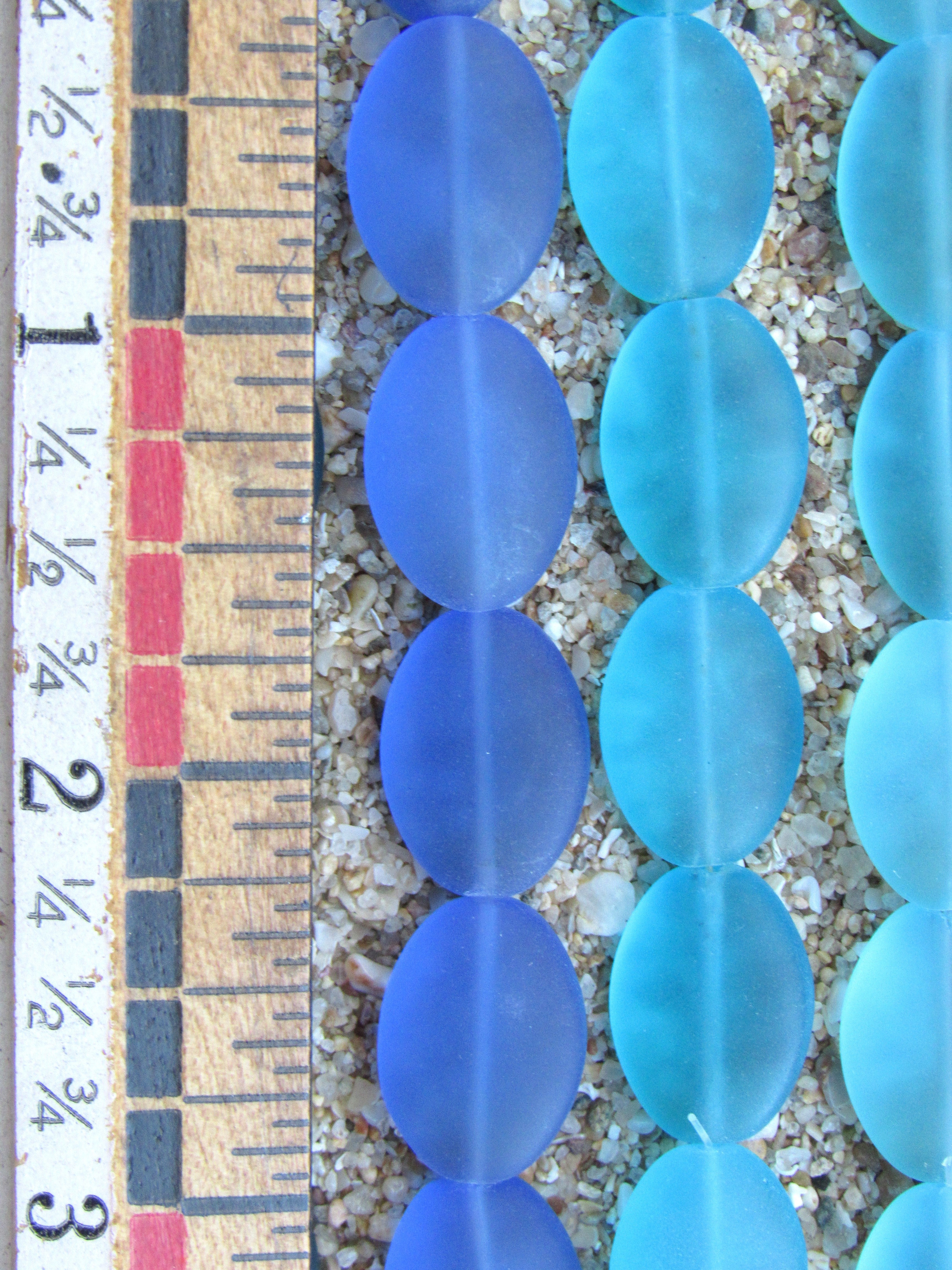 Cultured Sea Glass Cushion Oval Beads - 18x13mm - Assorted Dark Blue - 5 colors