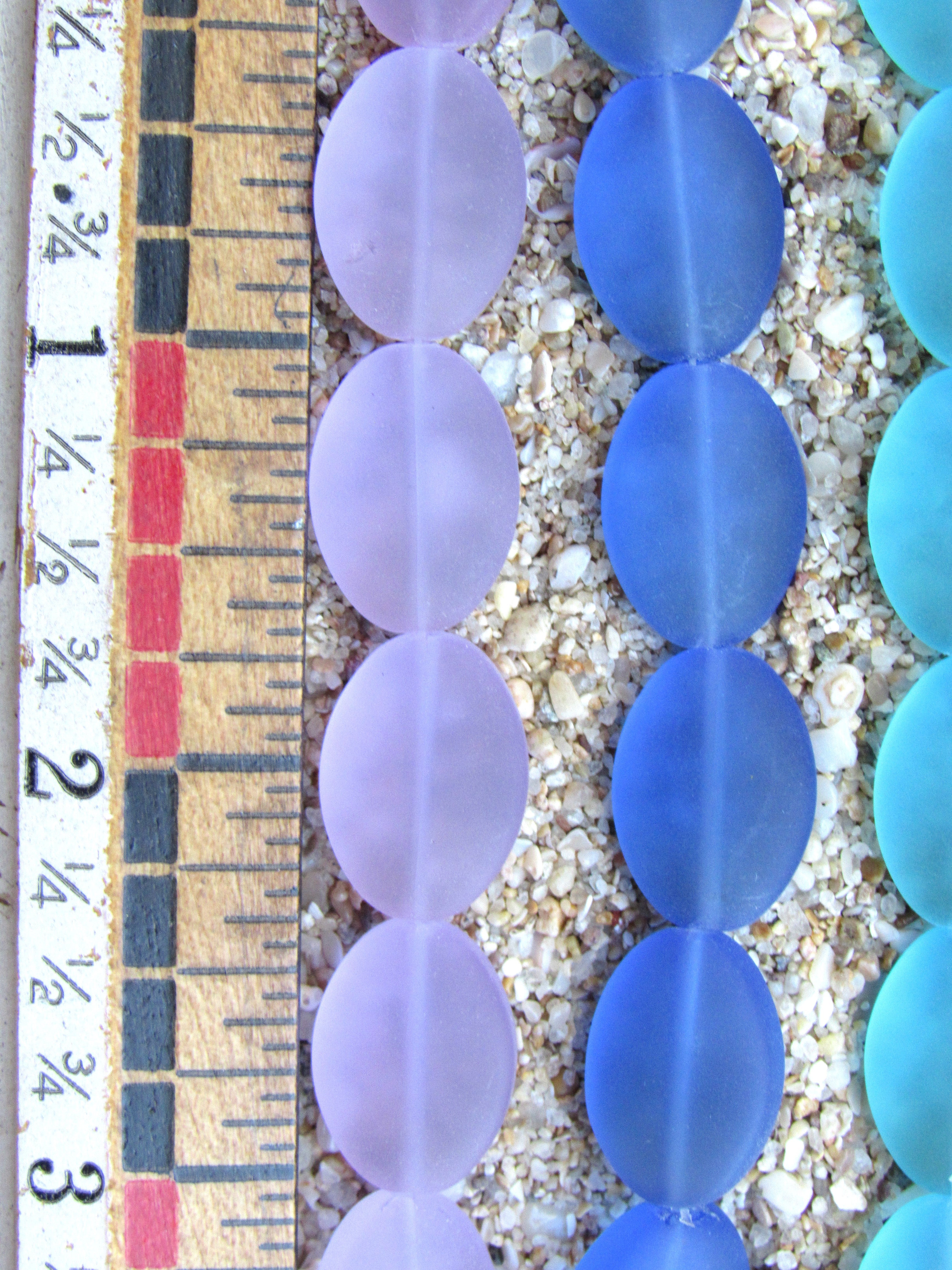 Cultured Sea Glass Cushion Oval Beads - 18x13mm - Assorted Blue Purple - 3 Strands (Copy)