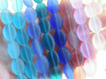 Cultured Sea Glass Cushion Oval Beads - 18x13mm - Assorted Purple Blue - 8 colors