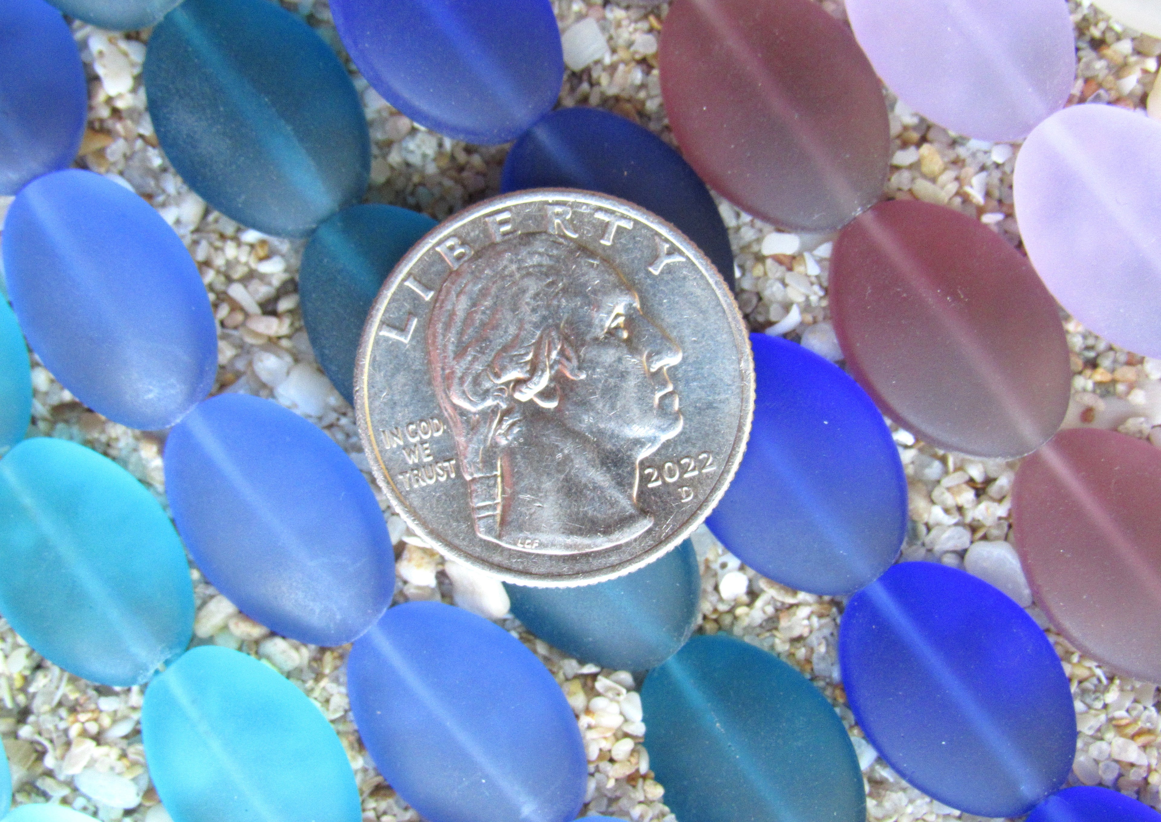 Cultured Sea Glass Cushion Oval Beads - 18x13mm - Assorted Purple Blue - 8 colors