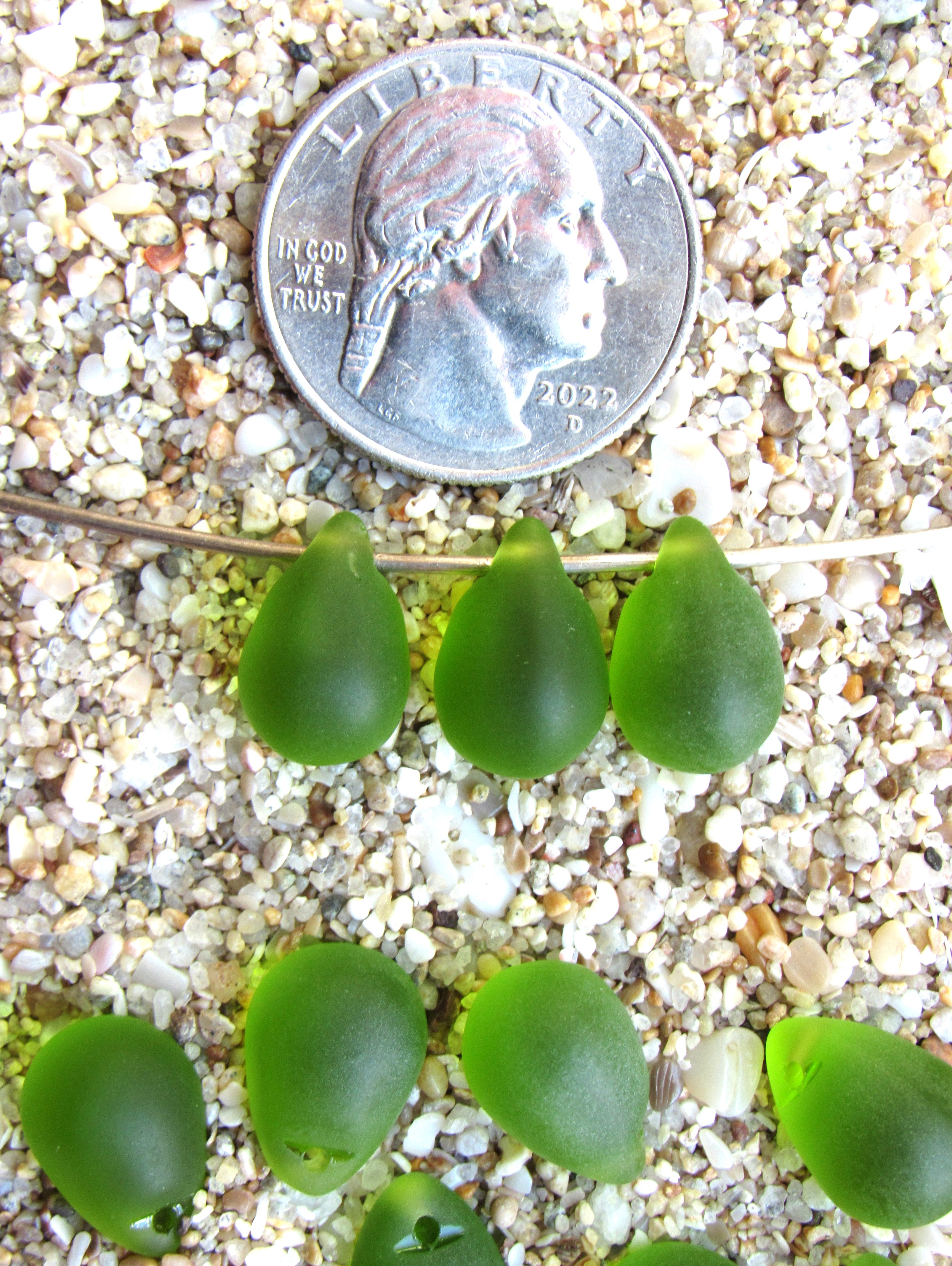 Royal Dark Blue Cultured Sea Glass Teardrop Pendants — Frosted, 14x10mm, Tip-Drilled (Copy)