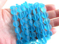 Cultured Sea Glass Puffed Coin Beads - 12mm - Light Aqua Blue - 8" Strands for making jewelry