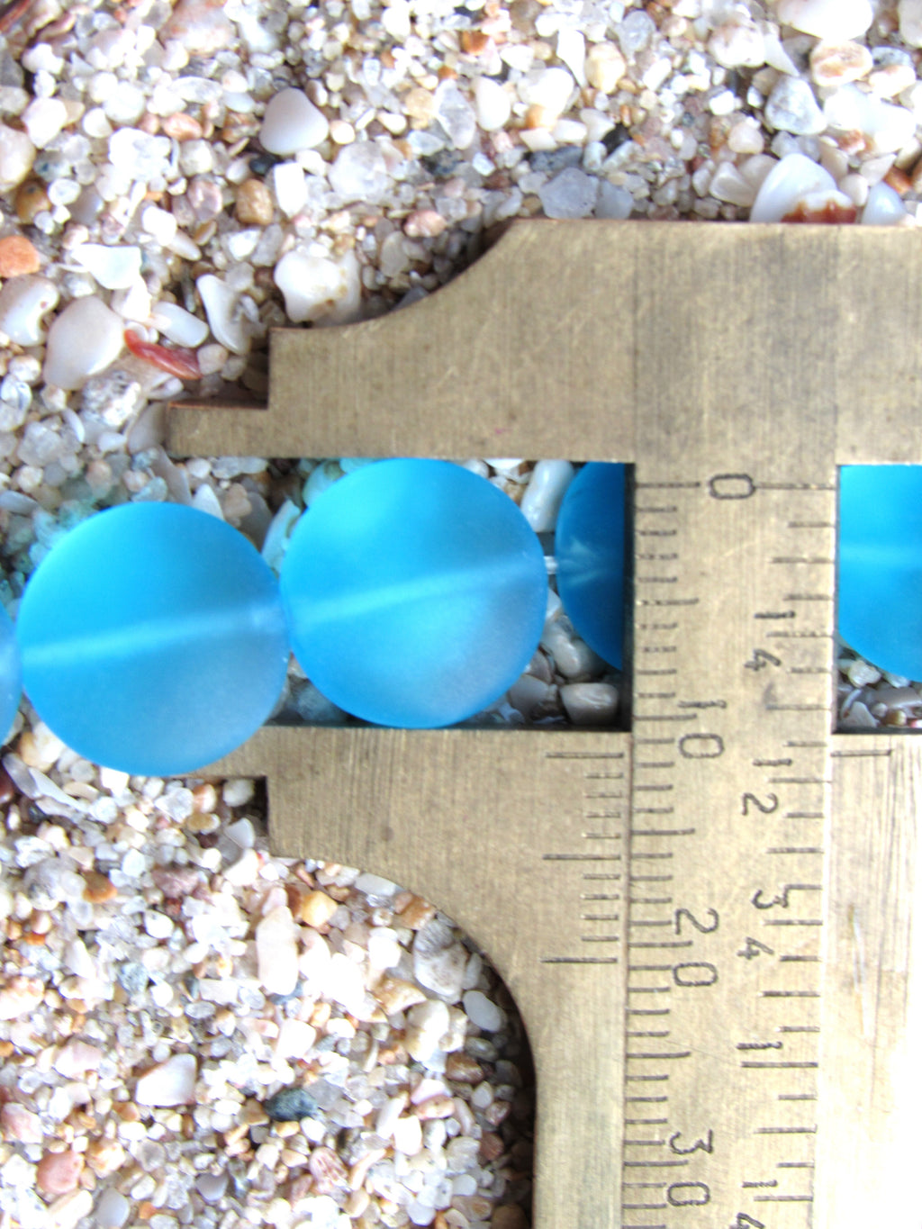 Cultured Sea Glass Puffed Coin Beads - 12mm - Light Aqua Blue - 8" Strands for making jewelry