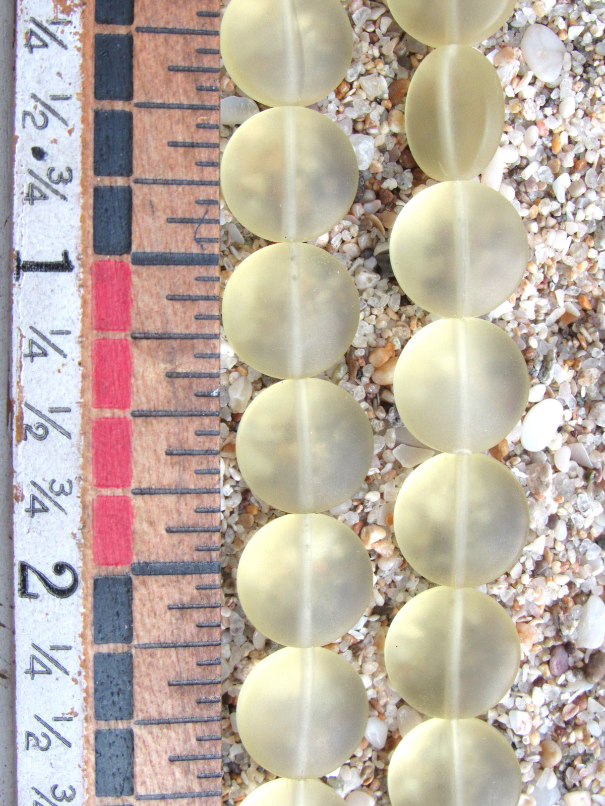Cultured Sea Glass Puffed Coin Beads - 12mm - Lemon Yellow - 8" Strands for making jewelry (Copy)