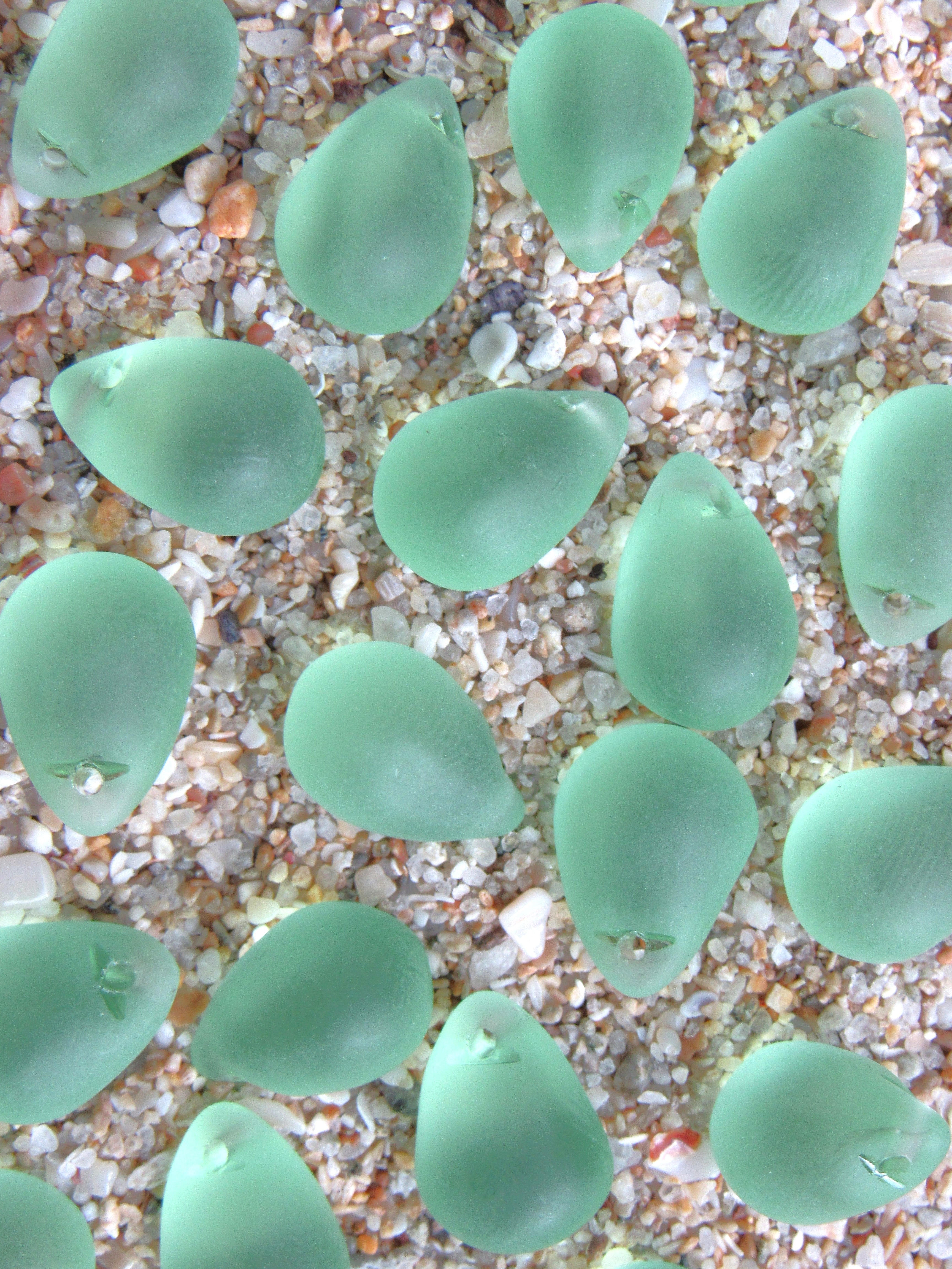 Royal Dark Blue Cultured Sea Glass Teardrop Pendants — Frosted, 14x10mm, Tip-Drilled (Copy) (Copy)