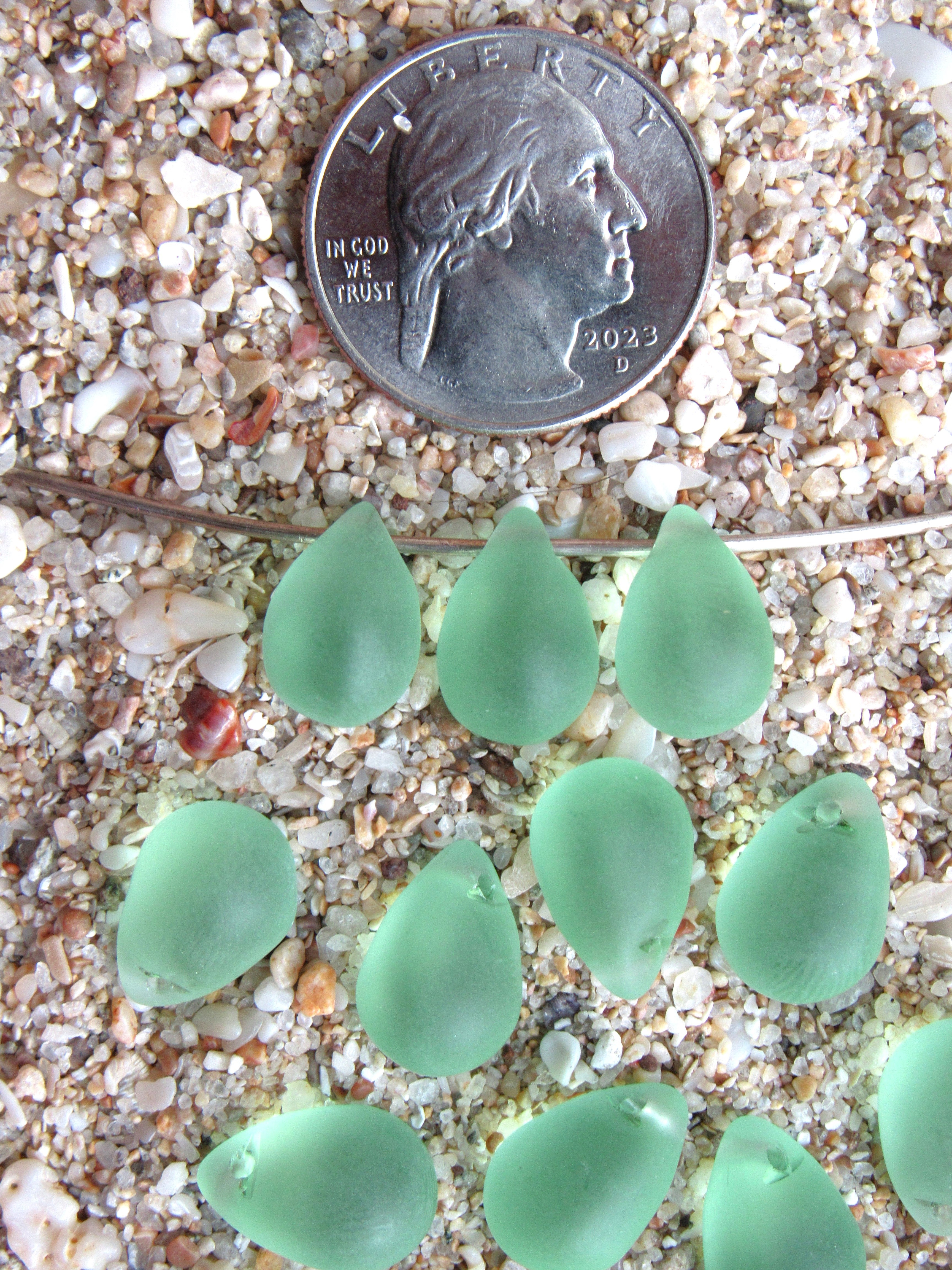 Royal Dark Blue Cultured Sea Glass Teardrop Pendants — Frosted, 14x10mm, Tip-Drilled (Copy) (Copy)