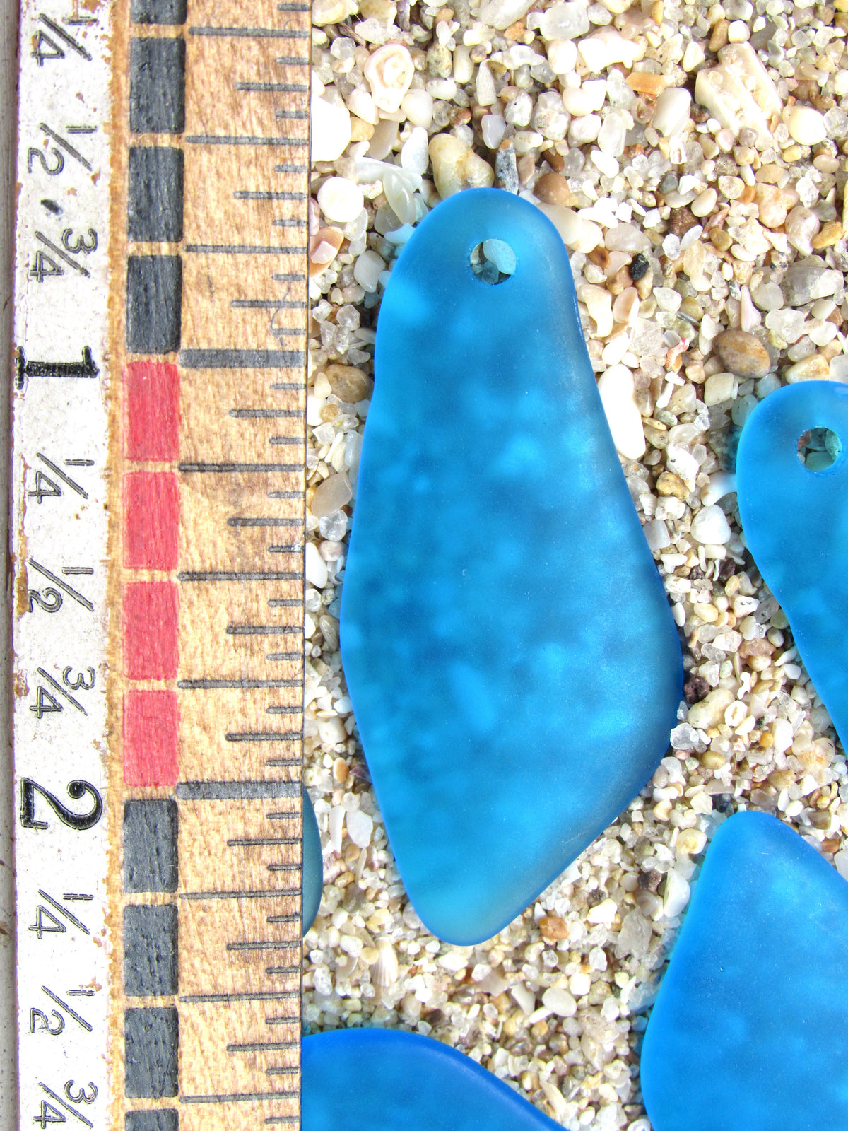 Cultured Sea Glass Shard Pendants - 48x22mm - Blue Mix - Top Drilled - 10 or 20 Pendants