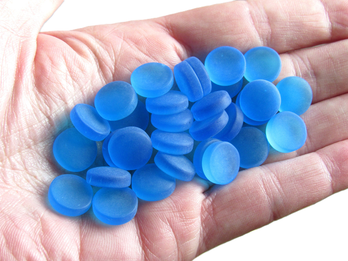 Pacific AQUA BLUE Cultured Sea Glass Cabochons, 12mm Round, Undrilled (Copy)