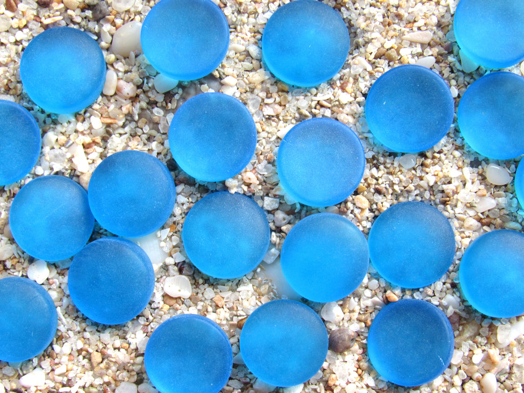 Pacific AQUA BLUE Cultured Sea Glass Cabochons, 12mm Round, Undrilled (Copy)