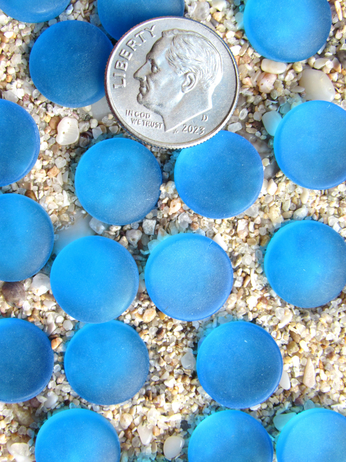 Pacific AQUA BLUE Cultured Sea Glass Cabochons, 12mm Round, Undrilled (Copy)