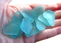 2 holes urquoise Bay Light Aqua Blue Cultured Sea Glass Pendants, Approx. 1 Inch top drilled