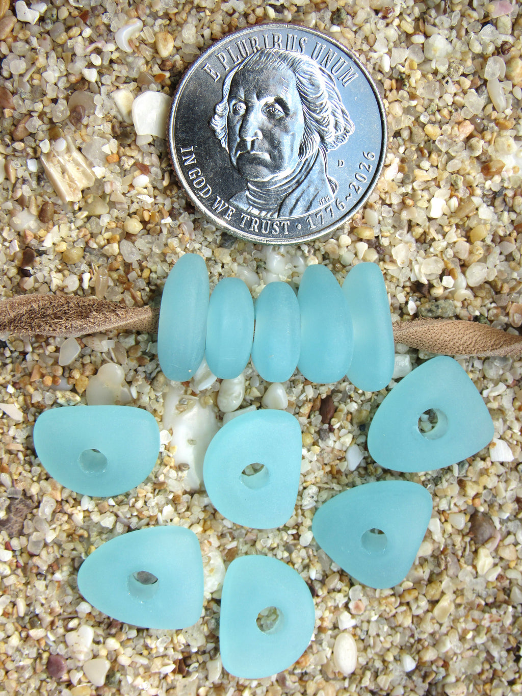 Opaque Pale Seafoam Cultured Sea Glass Pebble Beads, 14x10mm, 3mm Hole, 8-Pack