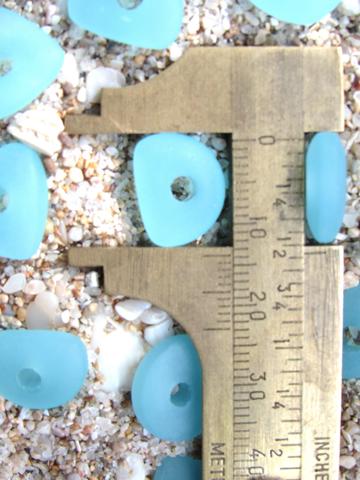 Opaque Pale Seafoam Cultured Sea Glass Pebble Beads, 14x10mm, 3mm Hole, 8-Pack