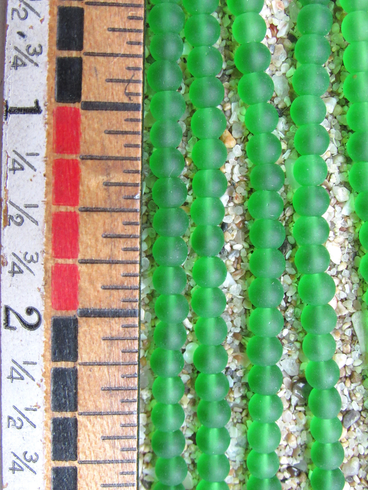 4mm Round Sea Glass Beads - Medium GREEN Frosted Jewelry Supply
