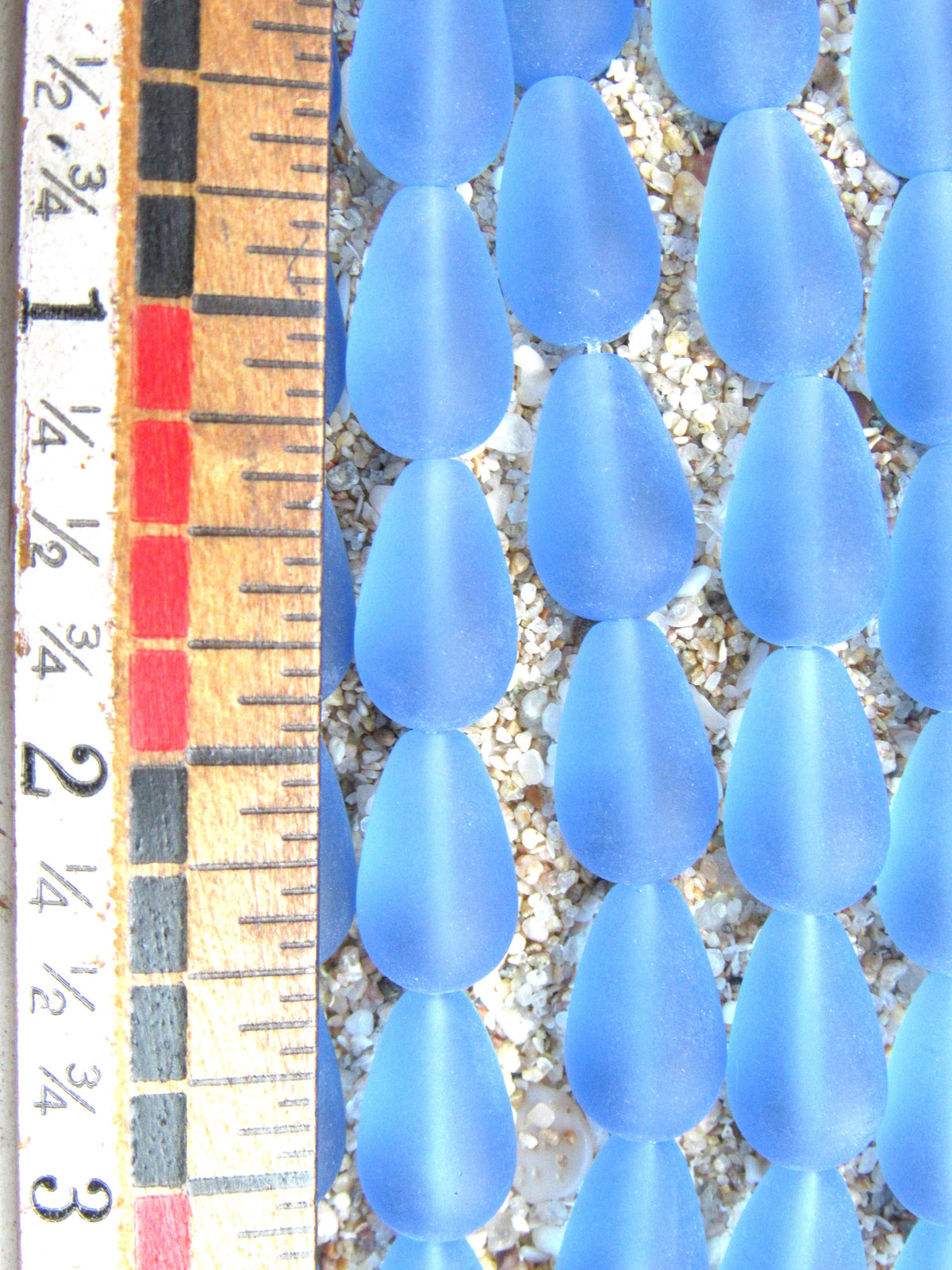 Light Sapphire Blue Cultured Sea Glass Teardrop Beads, 16x10mm, 12-Bead Strand