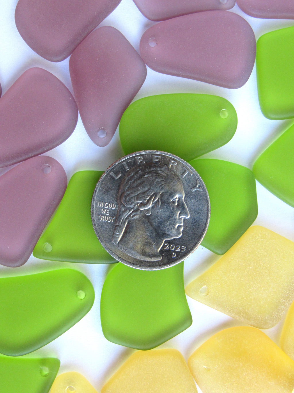 Frosted Cultured Sea Glass Pendants - 1" Freeform Assorted Bold colors