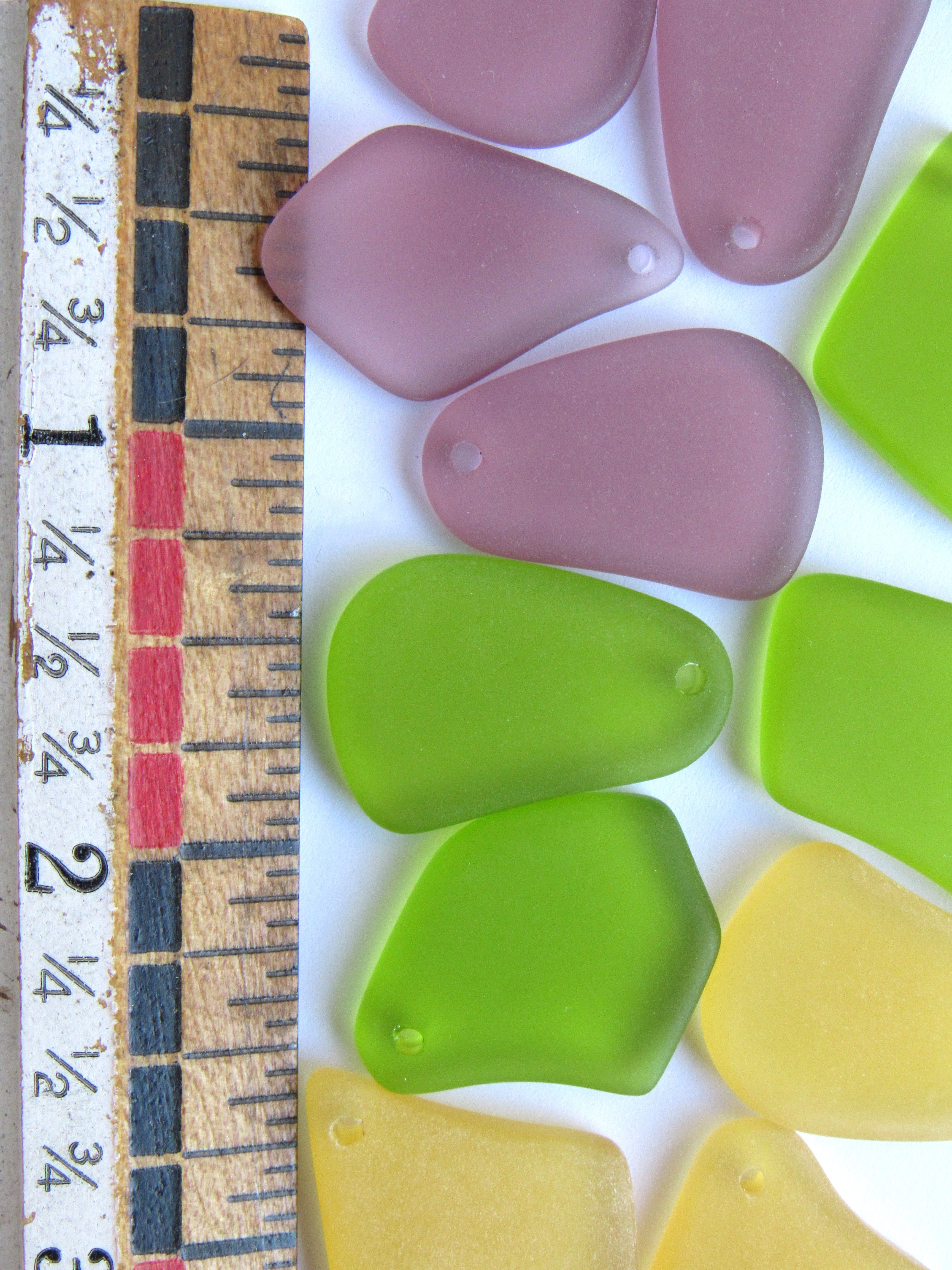 Frosted Cultured Sea Glass Pendants - 1" Freeform Assorted Bold colors