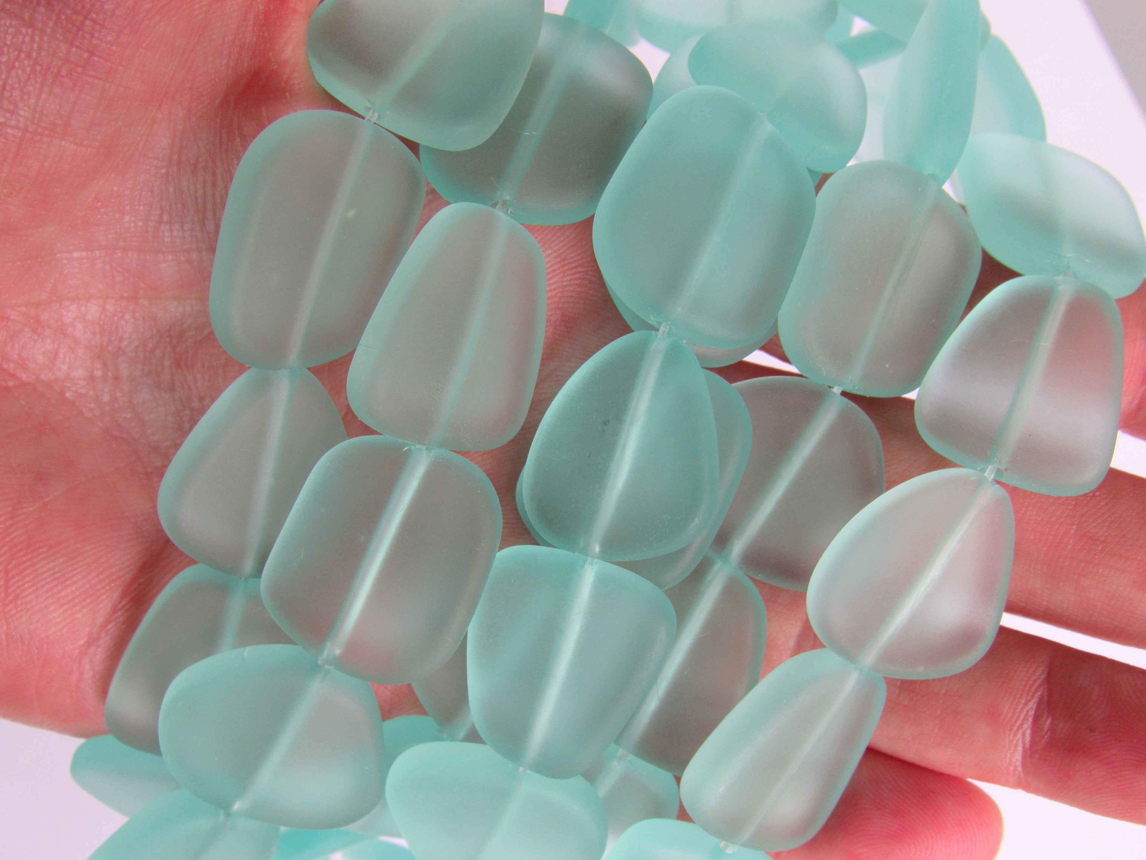 Light Seafoam Sea Glass Beads 22-24mm - Cultured Freeform Beads