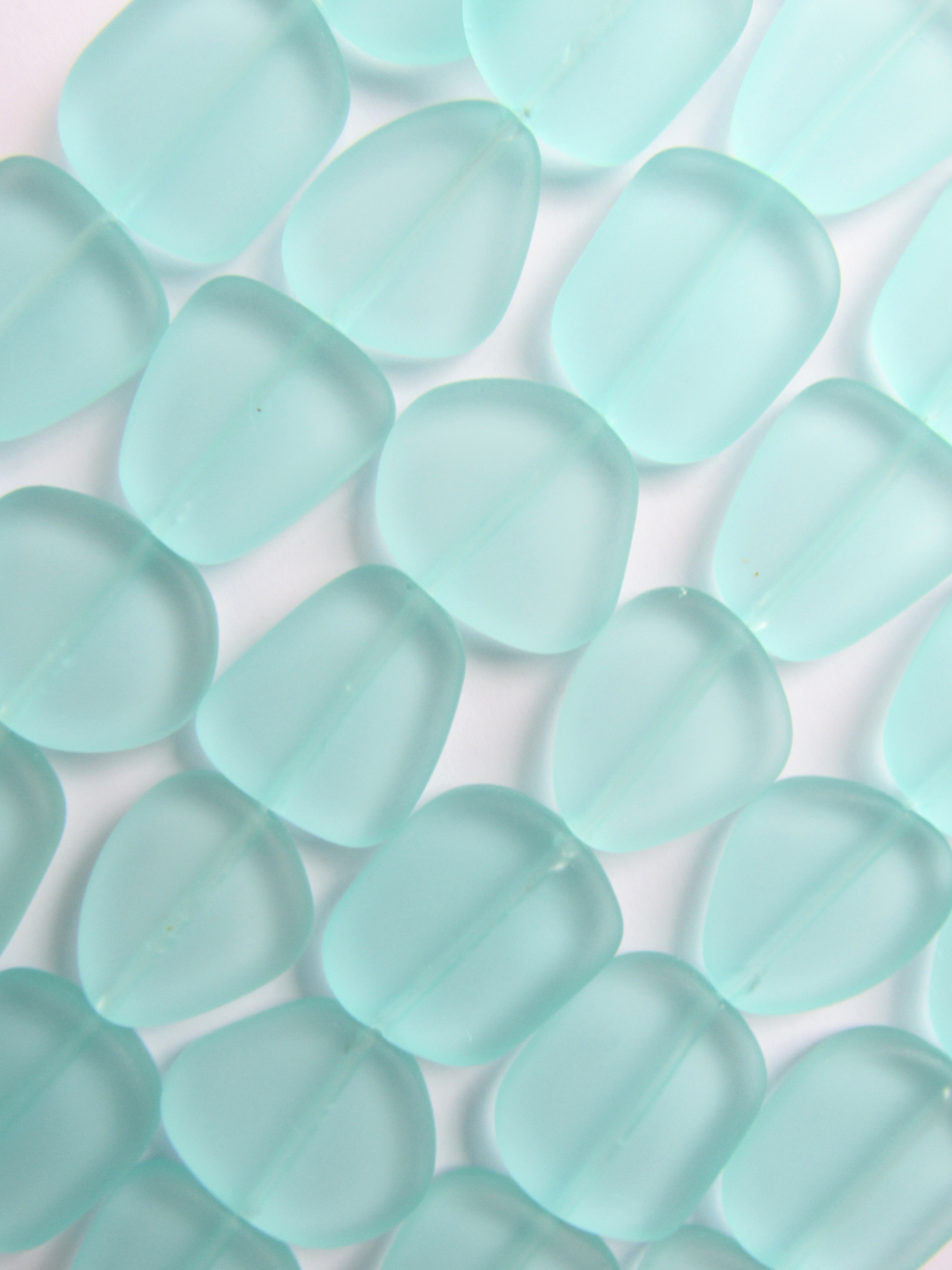 Light Seafoam Sea Glass Beads 22-24mm - Cultured Freeform Beads